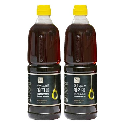꼬손 향이 고소한 참기름, 1L, 2개
