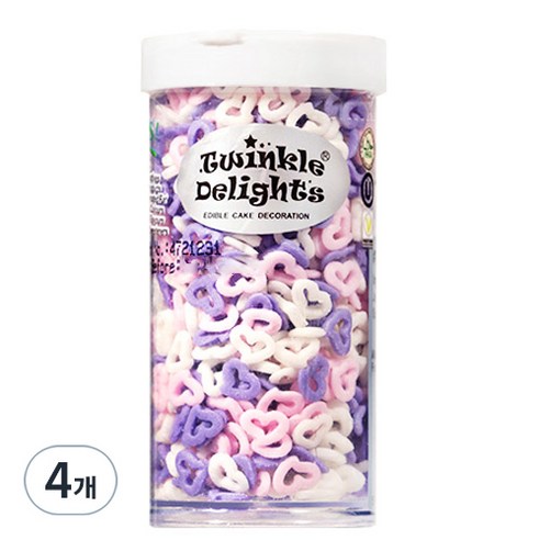 퀄리티스프링클 퍼플 화이트 핑크 엔젤 하트 스프링클, 50g, 4개