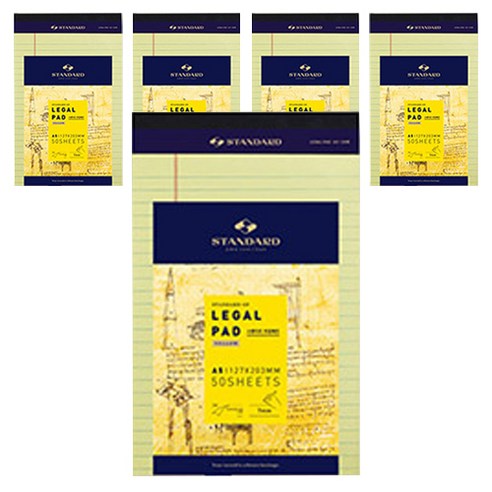 스탠다드 리갈패드 A5 50매, yellow, 1개입, 5개