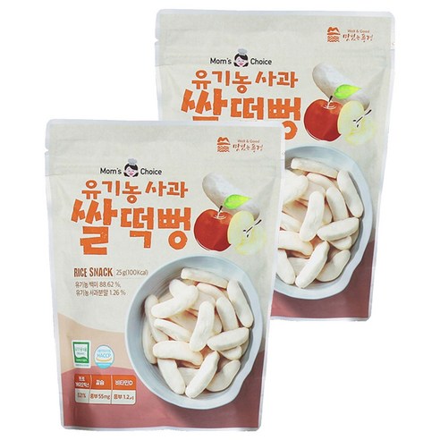 맛있는풍경 유기농 사과 쌀떡뻥, 사과맛, 25g, 2개