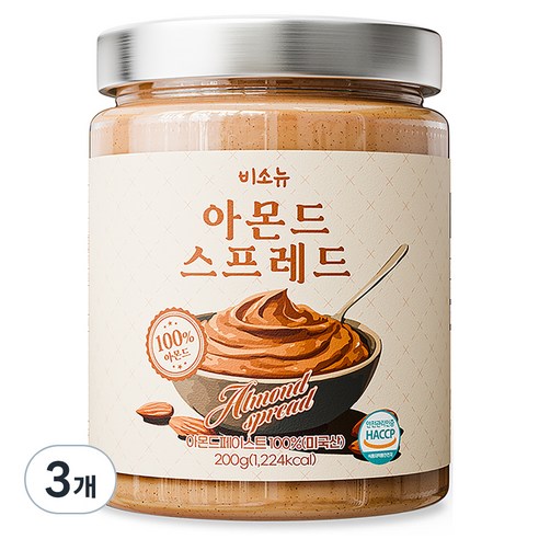비소뉴 아몬드 스프레드, 3개, 200g