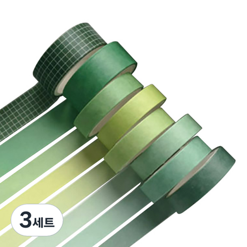 미빌 문구 베이직 패턴 마스킹 테이프 8종 세트, 포레스트, 3세트