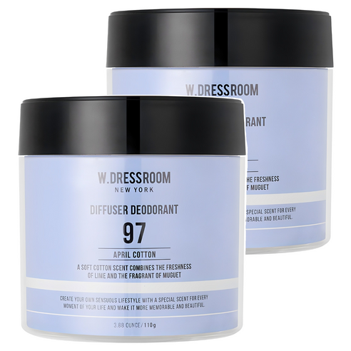 더블유드레스룸 퍼퓸 97번 에이프릴코튼 실내 탈취제 본품, 110g, 2개