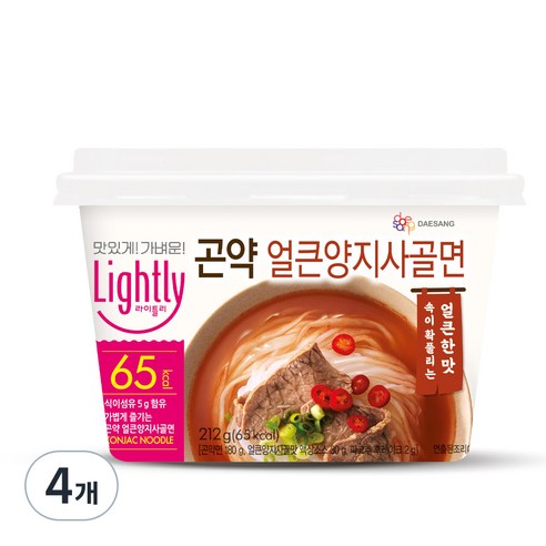 라이틀리 곤약 얼큰양지사골면, 212g, 4개