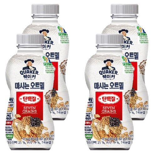 퀘이커 마시는 오트밀F 단백질2.0, 80g, 4개