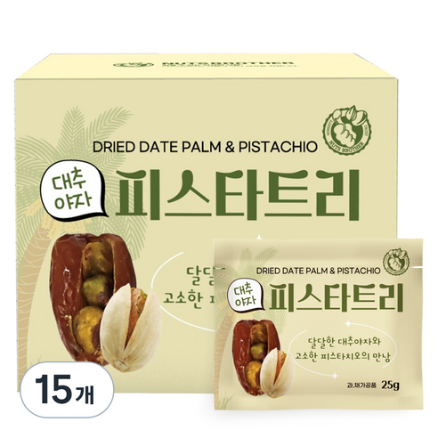 너츠브라더 대추야자 한줌 피스타트리, 15개, 25g