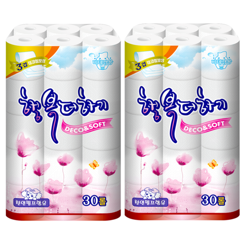 트루마리 행복더하기 30m 3겹데코 화장지, 30개입, 2개