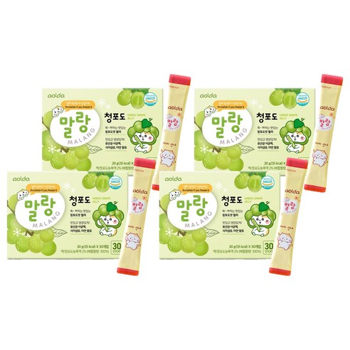 아올다 말랑 청포도 젤리 30개입, 600g, 4개