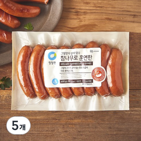 청정원 참나무로 훈연한 그릴바베큐 소시지, 600g, 5개