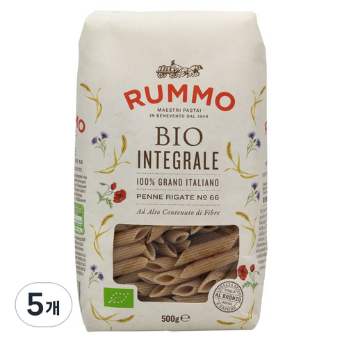 룸모 유기농 통밀 펜네 리가테, 500g, 5개