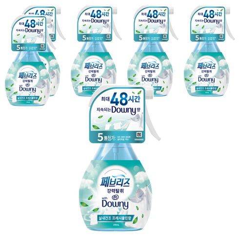 페브리즈 다우니 섬유탈취제 실내건조 프레시클린향 본품, 370ml, 6개