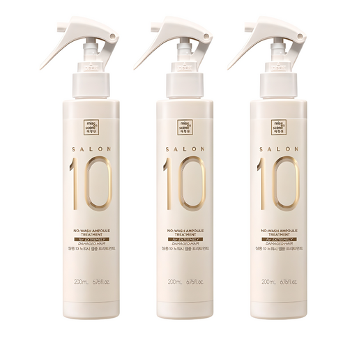 미쟝센 살롱10 노워시 앰플 트리트먼트 극손상 모발용, 200ml, 3개