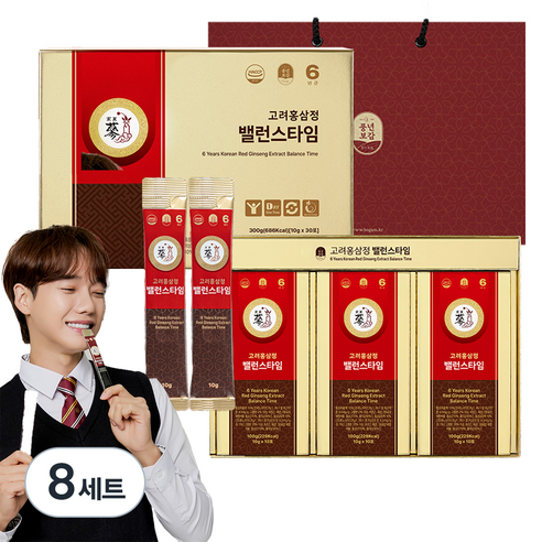 풍년보감 6년근 고려홍삼정 밸런스타임 30포 세트 + 쇼핑백, 300g, 8세트