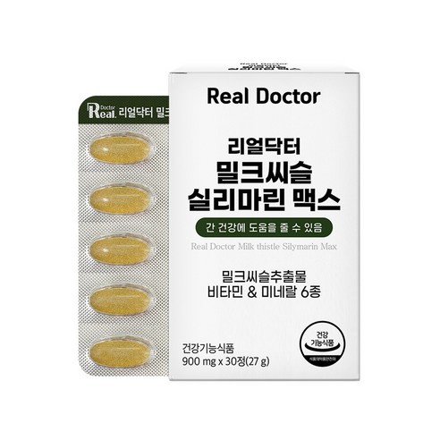 [리얼닥터] 밀크씨슬 실리마린 맥스 900mg /7중 복합/아연/간에좋은/간영양제/간건강/최대함량/식약처인증/음주전후/숙취해소, 30정, 12박스