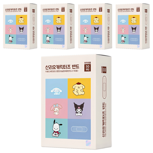 아텍스 산리오캐릭터즈 더밴드 패턴밴드 반창고 5종, 50매입, 5개