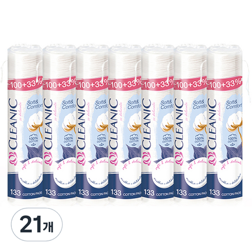 클레아닉 Pro Silk 소프트 앤 컴포트 화장솜, 133매입, 21개
