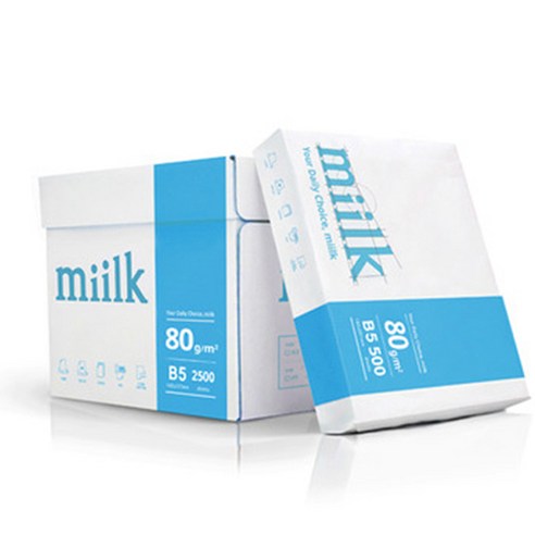 [한국제지 밀크] 밀크 A4용지 80g 1박스(2500매) Miilk, 상세 설명 참조, 2500매