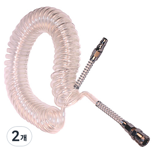 코리아뉴메틱 PU 우레탄 먼지제거 콤프레샤 코일호스 투명 10mm x 6.5mm x 10m, 2개