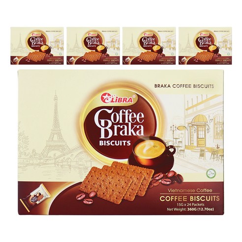 LiBRA 브라카 커피 비스킷 24p, 360g, 5개