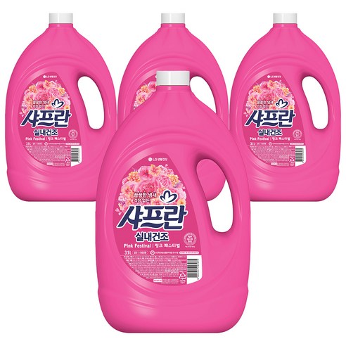 샤프란 실내건조 섬유유연제 핑크 페스티벌, 3.1L, 4개