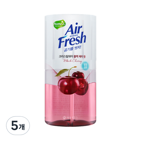 홈즈 에어후레쉬 크리스탈워터 방향소취 블랙 체리 향 본품, 400ml, 5개