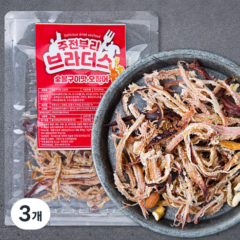 주전부리 브라더스 숯불구이맛 오징어, 70g, 3개