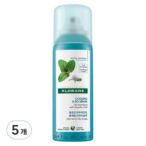 클로란 아쿠아민트 쿨세범 기내용 여행용 드라이 샴푸, 50ml, 5개