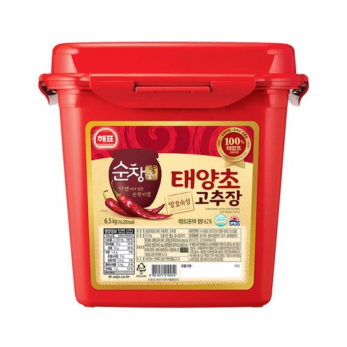 해표 순창궁 태양초 고추장, 6.5kg, 1개