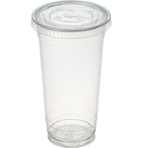 커피촌 투명 PET 아이스컵+평뚜껑, 590ml, 100개, 1개