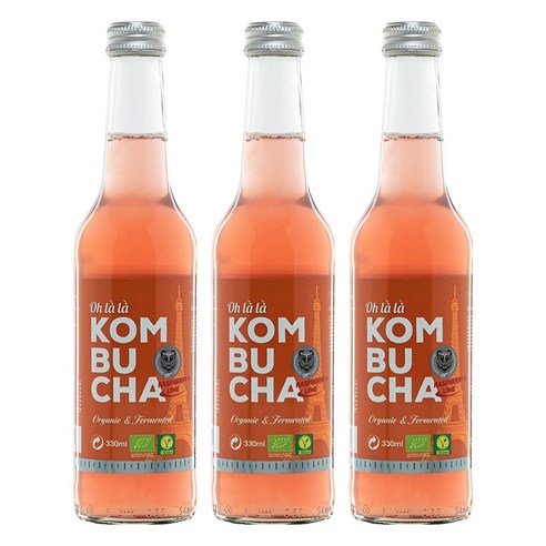 오라라 유기농 콤부차 라즈베리 앤 라임, 3개, 330ml