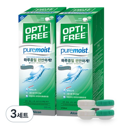 옵티프리 퓨어모이스트 렌즈세정액 300ml 2p + 렌즈케이스 2p, 3세트