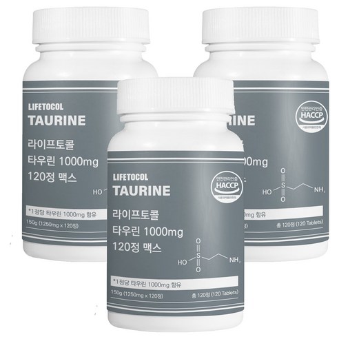 라이프토콜 타우린 1000mg 맥스 150g, 120정, 3개