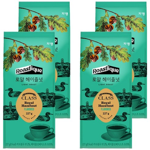 쟈뎅 클래스 로얄 헤이즐넛, 홀빈(분쇄안함), 227g, 4개