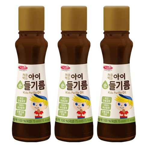 베베스트 처음먹는 순 아이 들기름 75ml, 3개