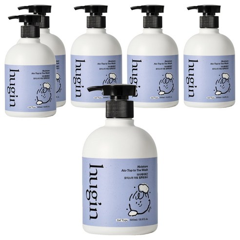 허긴 유아용 모이스처 아토 약산성 올인원 대용량 탑투토워시, 500ml, 6개