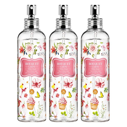 부케가르니 헤어 앤 바디미스트 화이트머스크, 250ml, 3개
