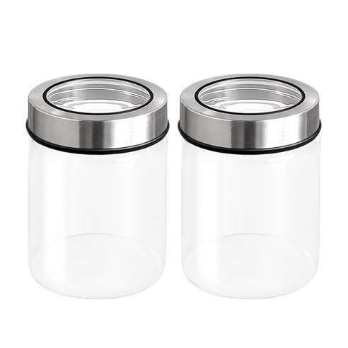 헬로키친 투명커버 원형 내열 유리병, 550ml, 2개