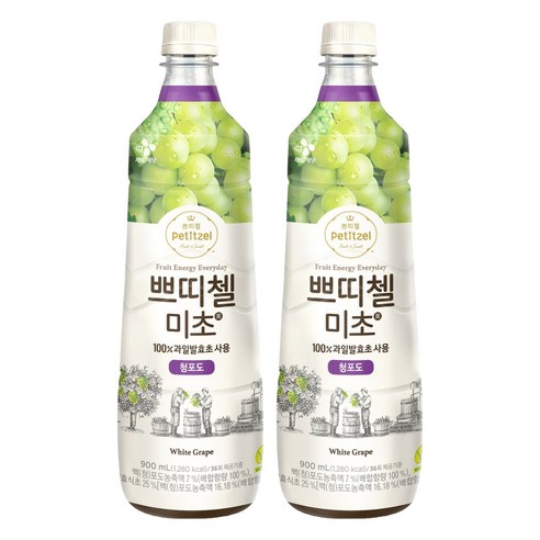 쁘띠첼 미초 청포도, 2개, 900ml