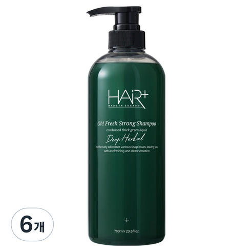 헤어플러스 오프레시 딥 허벌 스트롱 샴푸 프레시 그린 향, 700ml, 6개