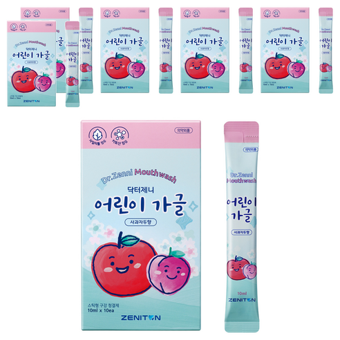 제니튼 닥터제니 스틱 어린이 가글 사과자두향 10p, 100ml, 6개