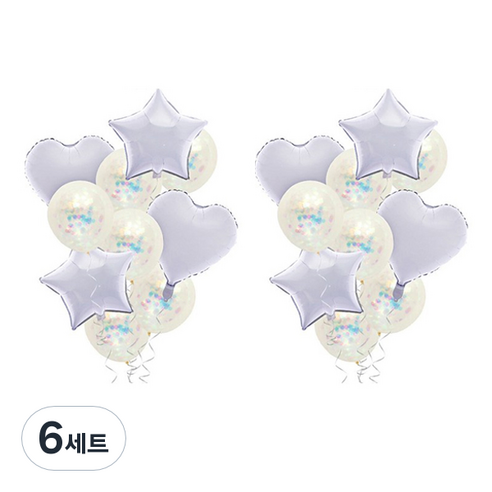 마켓감성 별 하트 파티 풍선 10p 세트, 타입6, 6세트