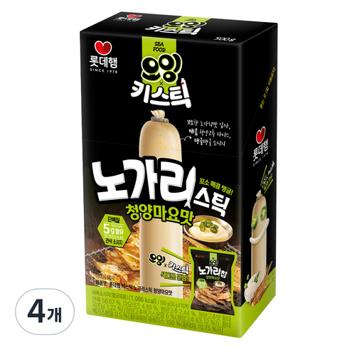 롯데햄 키스틱 노가리스틱 청양마요맛 10p, 500g, 1개 롯데햄 키스틱 노가리스틱 청양마요맛 10p, 500g, 1개