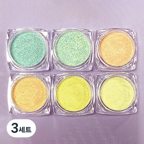 NAILNARA 슈가 더스트 네일 글리터 6종 세트, 옐로그린, 3세트