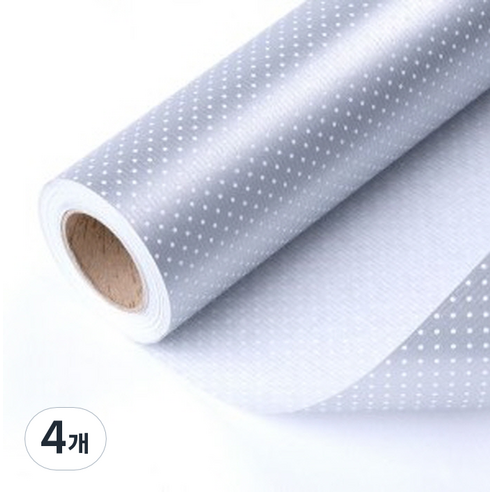 헬로우닝닝 종이 롤포장지 53cm x 9m, 펄도트 실버(R74), 4개