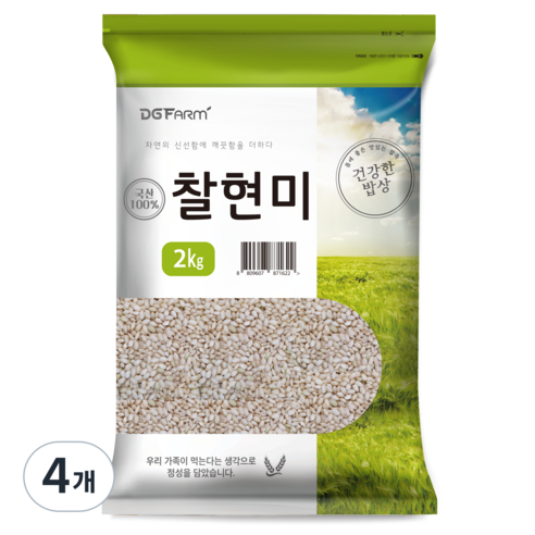 건강한밥상 국산 찰현미, 2kg, 4개