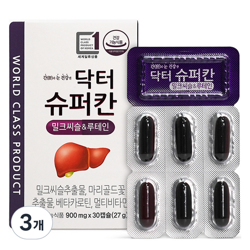 에이치엘사이언스 닥터슈퍼칸 밀크씨슬 루테인 27g, 30정, 3개