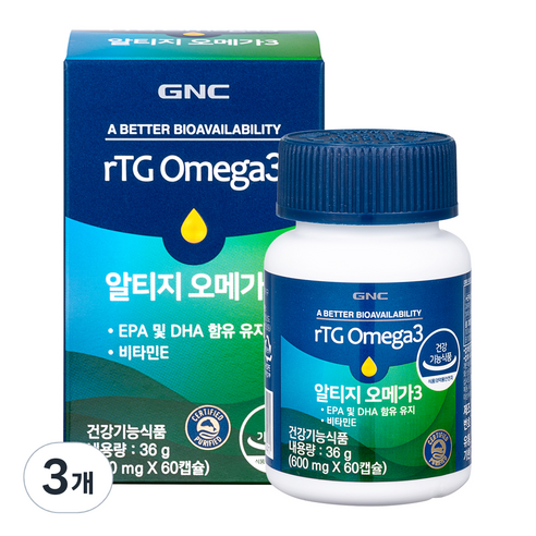 GNC 알티지 오메가3, 3개, 60캡슐
