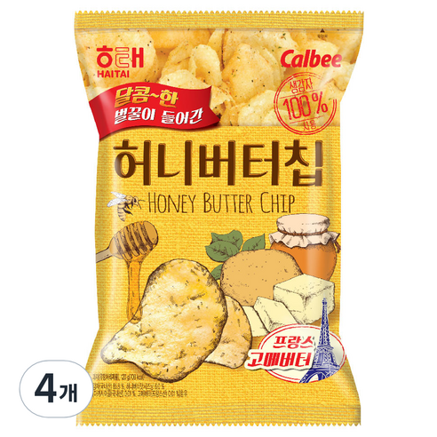 해태제과 허니버터칩, 60g, 4개