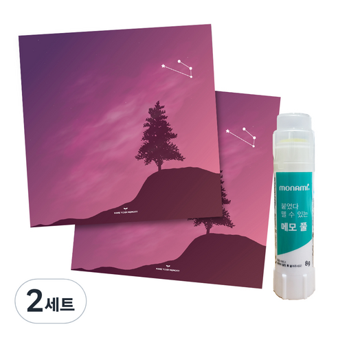꼼꼬미 12 별자리 메모지 2p + 재접착풀, 양자리, 2세트