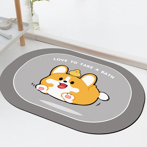 디씨네트워크 빨아쓰는 깨지지 않는 규조토 발매트 45 x 70 cm, 스마일웰시, 1개